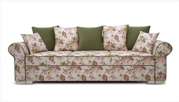Прямой диван Ameli (Arcadia rose+shaggy green+glance bone) в Грозном