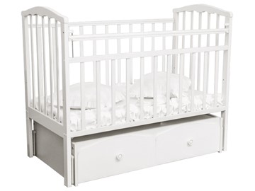 Кроватка в детскую Золушка 7, 60х120, массив березы, цвет белый в Грозном