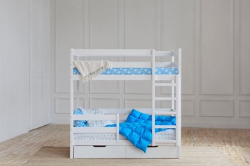 Детская 2-этажная кровать без крыши с ящиками, цвет белый в Грозном
