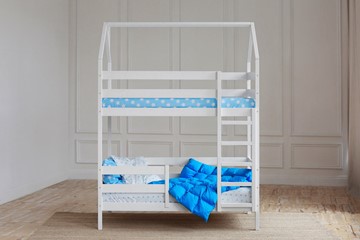 Детская двухъярусная кровать Домик, цвет белый в Грозном