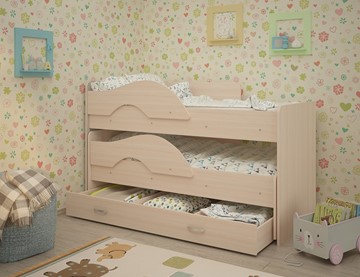 Детская кровать для девочки Радуга 1.6 с ящиком, цвет Млечный дуб в Грозном
