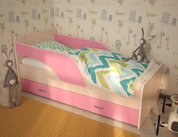 Детская кровать Максимка, корпус Млечный дуб, фасад Розовый в Грозном