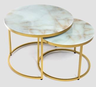 Стеклянный столик в гостиную Дуэт, столешница в стекле опоры золото в Грозном
