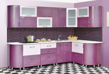 Кухня угловая Мыло 128 2700х1500, цвет Фиолет/Пастель фиолет в Грозном