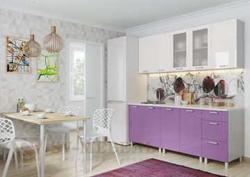 Кухонный гарнитур угловой Модерн, белый глянец/фиолетовый металлик в Грозном