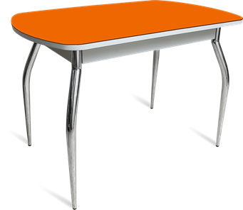 Стеклянный стол ПГ-04 СТ белое/оранжевое/хром фигурные в Грозном