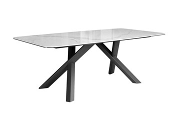 Керамический обеденный стол DikLine KS220 керамика Cloud (белый глянец C11)/опоры черные в Грозном