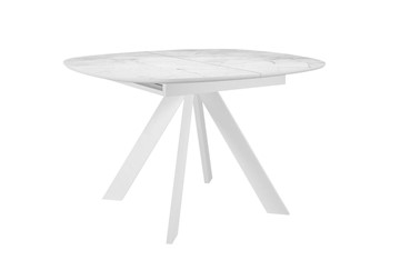 Керамический кухонный стол DikLine BK100 Керамика Белый мрамор/подстолье белое/опоры белые в Грозном