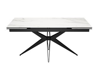 Керамический кухонный стол DikLine KW160 мрамор С41 (керамика белая)/опоры черные в Грозном