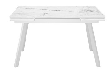 Керамический кухонный стол DikLine SKA125 Керамика Белый мрамор/подстолье белое/опоры белые (2 уп.) в Грозном