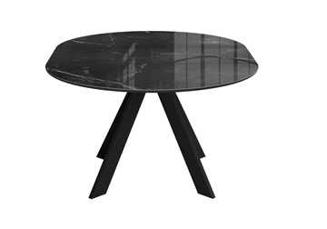 Стол раздвижной DikLine SFC110 d1100 стекло Оптивайт Черный мрамор/подстолье черное/опоры черные в Грозном