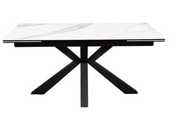 Стол обеденный раздвижной раздвижной DikLine SFE160 Керамика Белый мрамор/подстолье черное/опоры черные (2 уп.) в Грозном