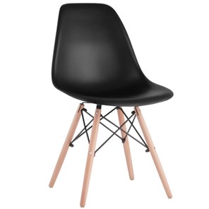 Комплект обеденных стульев 4 шт. BRABIX "Eames CF-010", пластик черный, опоры дерево/металл, 532631, 2033A в Грозном