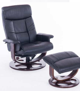 Кресло компьютерное ДамОфис J6011 для релаксации нат. кожа / дерево, черный в Грозном