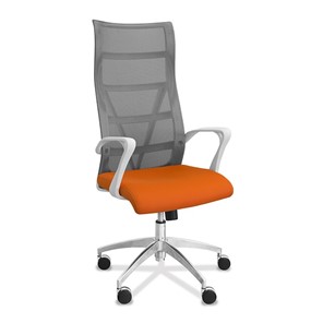 Кресло для руководителя Топ X белый каркас, сетка/ткань TW / серая/оранжевая в Грозном
