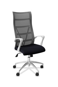 Офисное кресло для руководителя Топ X белый каркас, сетка/ткань TW / серая/черная в Грозном