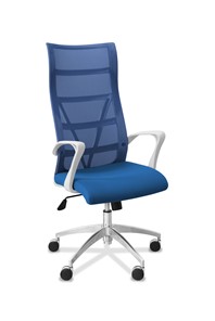 Кресло в офис Топ X белый каркас, сетка/ткань TW / синяя/голубая в Грозном