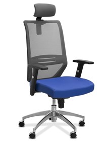 Кресло для персонала Aero с подголовником, сетка/ткань TW / черная/ синяя в Грозном