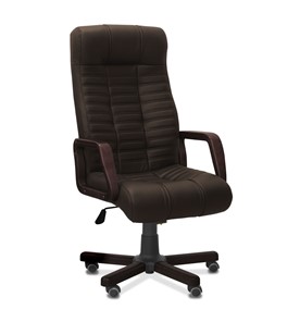 Офисное кресло Атлант W, экокожа премиум / тёмно-коричневая CN1113/ дерево - венге в Грозном