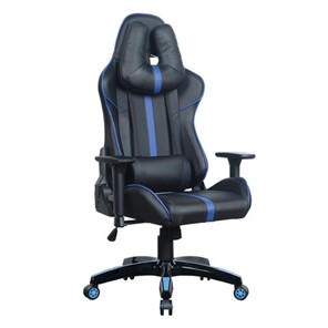 Офисное кресло BRABIX "GT Carbon GM-120", две подушки, экокожа, черное/синее, 531930 в Грозном