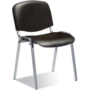Офисный стул ДамОфис ISO ноги хром +черный кожзам в Грозном