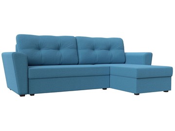 Угловой диван с оттоманкой Амстердам Лайт, Амур голубой (рогожка) в Грозном