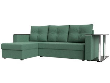 Угловой диван с оттоманкой Атланта Лайт, Амур зеленый (микровельвет) в Грозном