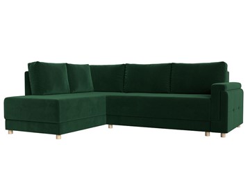 Угловой раскладной диван Лига-024, Зеленый (Велюр) в Грозном