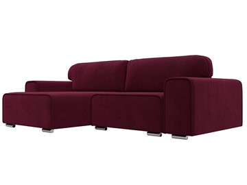 Угловой диван с оттоманкой Лига-029, Бордовый (Микровельвет) в Грозном