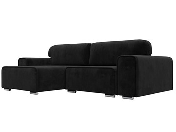 Угловой диван с оттоманкой Лига-029, Черный (Велюр) в Грозном