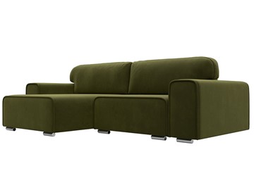 Угловой диван с оттоманкой Лига-029, Зеленый (Микровельвет) в Грозном