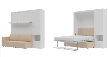 Шкаф-кровать Кровать-трансформер Smart (КД 1400+ШП), шкаф правый, левый подлокотник в Грозном