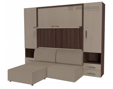 Кровать подъемная Кровать-трансформер Smart (ШЛ+КД 1400+ШП+Пуф), 2 шкафа, без подлокотников в Грозном