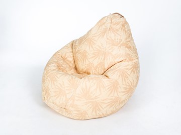 Кресло-мешок Груша малое, жаккард, бежевые листья в Грозном