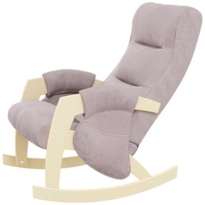 Кресло-качалка ЭЛИТ с карманами Джанни (каркас дуб, сиденье серо-розовое) в Грозном