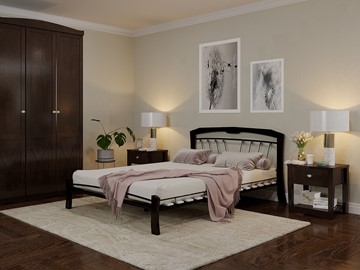 Кровать двуспальная Муза 4 Лайт, 1600, черный/шоколад в Грозном
