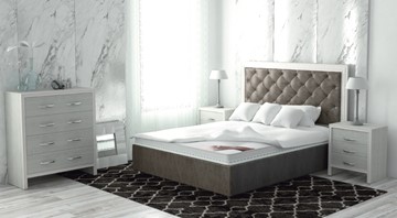 Двуспальная кровать с механизмом Сарма Манхэттен 160х200 (с коробом), высота спинки - 140 см в Грозном