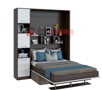 Кровать-шкаф с диваном DetalMaster Бела 1, с полкой ножкой с 1 пеналом, 1600х2000, венге/белый в Грозном