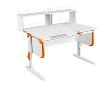 Детский стол-трансформер 1/75-40 (СУТ.25) + Polka_zz 1/600 (2 шт.)  белый/белый/Оранжевый в Грозном