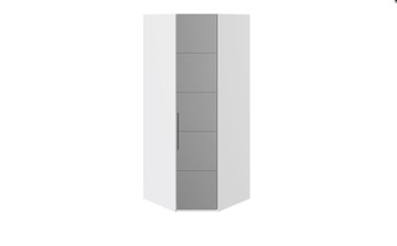 Распашной шкаф угловой Наоми с зеркальной правой дверью, цвет Белый глянец СМ-208.07.07 R в Грозном