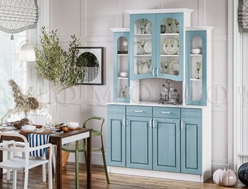 Кухонный шкаф Констанция 4-х створчатый, голубой в Грозном