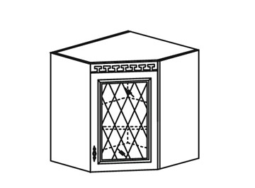 Кухонный шкаф Веста настенный угловой со вставкой из стекла 718*600*600 мм в Грозном