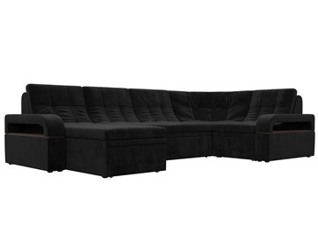 П-образный диван Лига-035, Черный (велюр) в Грозном