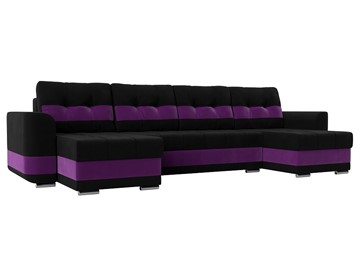 П-образный диван Честер, Черный/фиолетовый (вельвет) в Грозном