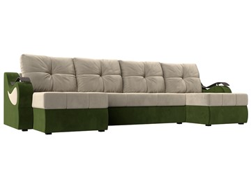 П-образный диван Меркурий П, Бежевый/зеленый (вельвет) в Грозном
