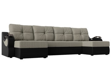 П-образный диван Меркурий П, Корфу 02 (рогожка)/черный (экокожа) в Грозном