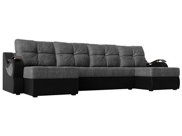 П-образный диван Меркурий П, Серый/черный (рогожка/экокожа) в Грозном