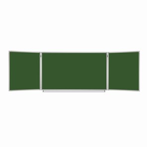 Доска для мела магнитная 3-х элементная 100х150/300 см, 5 рабочих поверхностей, зеленая, BRAUBERG, 231707 в Грозном