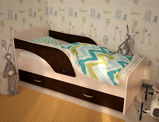Кровать детская Максимка, корпус Млечный дуб, фасад Венге в Грозном - изображение