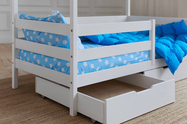 Детская 2-этажная кровать без крыши с ящиками, цвет белый в Грозном - изображение 3